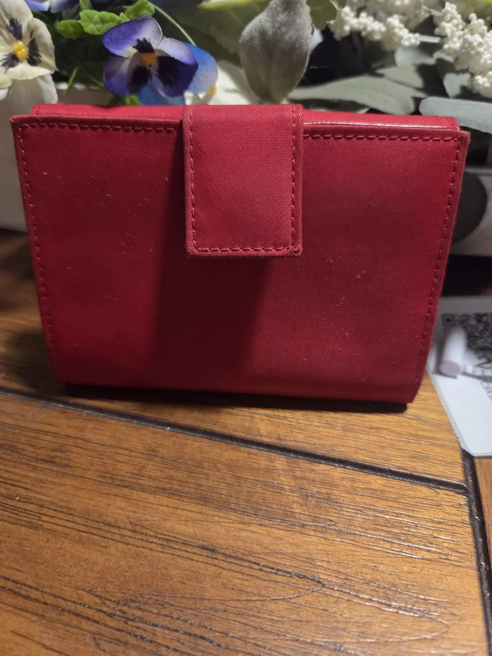 Prada Red Triangular Logo Compact Wallet - Picture 4 of 15